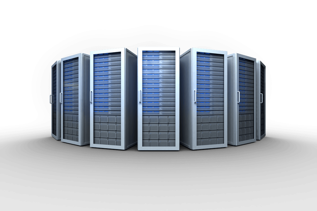 Digital Illustration of Computer Servers on Transparent Background