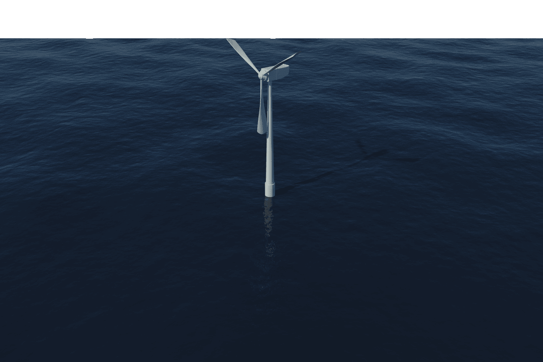 Digital Transparent Wind Turbine on Sea Vector Illustration