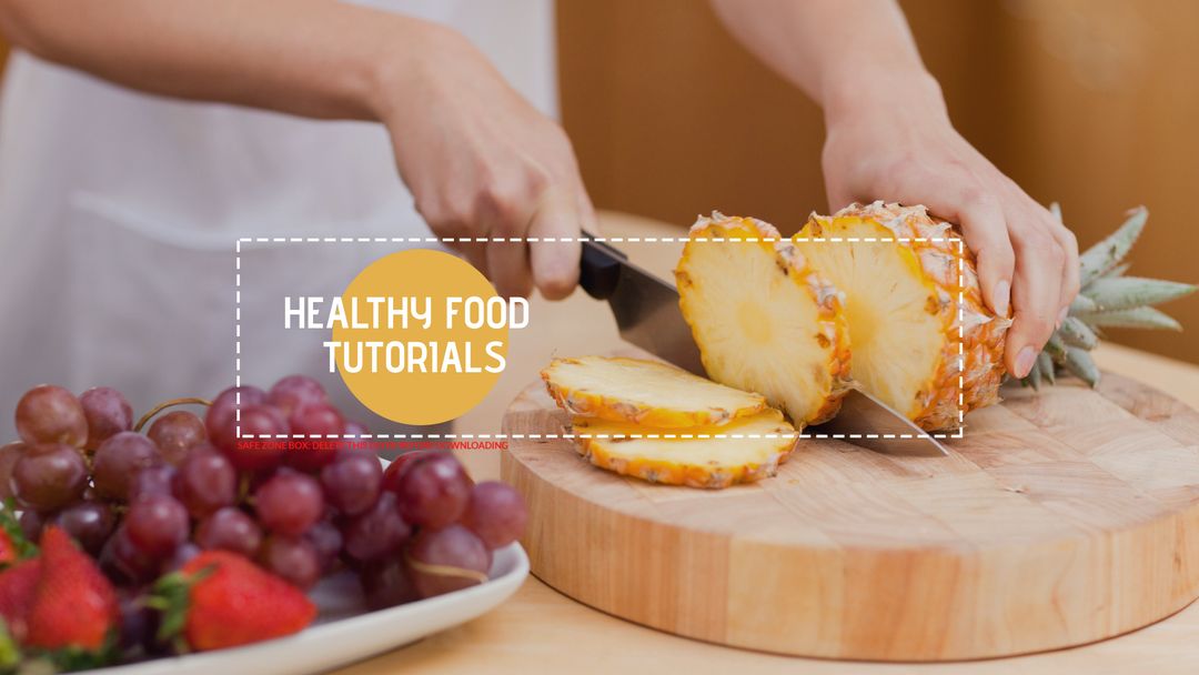 Cutting Pineapple Displaying Home Cooking and Healthy Eating Lifestyle