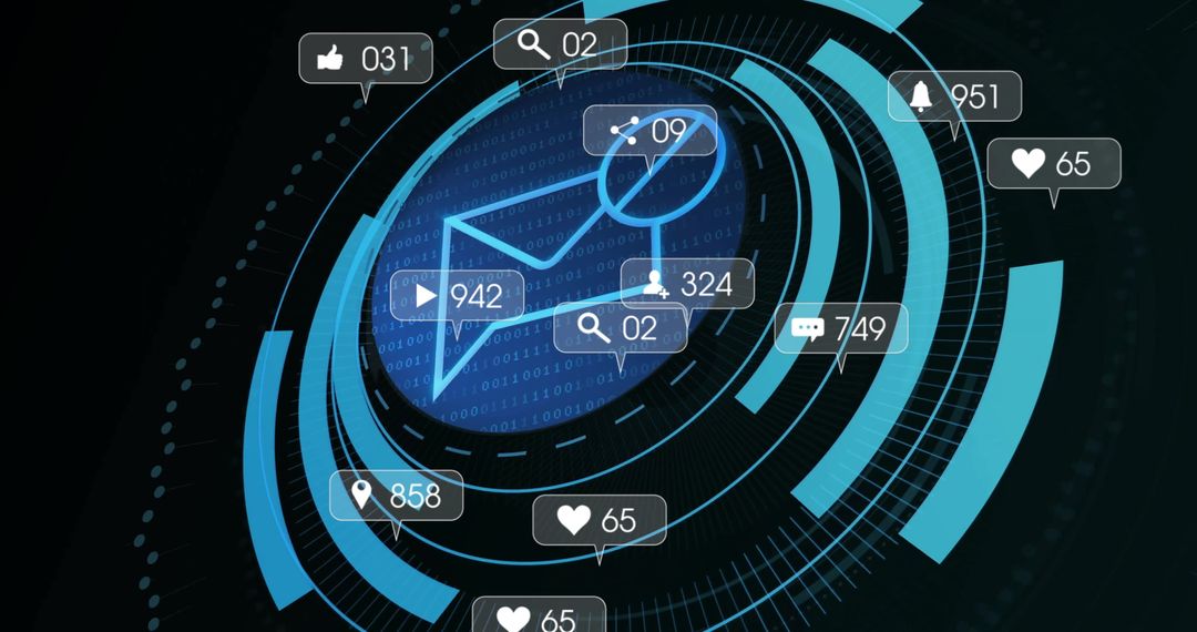 Futuristic Dashboard with Glowing Notification and Social Icons