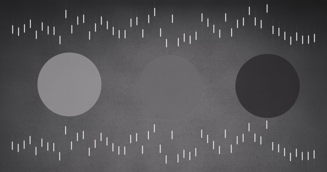 Abstract Moving Lines and Circles on Grey Background