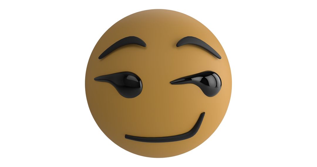 Emoji with Raised Eyebrows and Smirk on White Background 4k