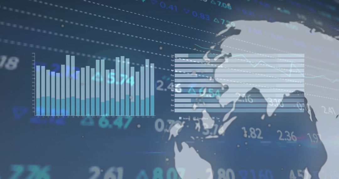 Global Financial Data Representation Over World Map