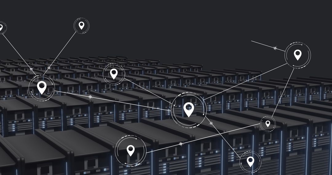 Global Network Digital Connections in Modern Server Room