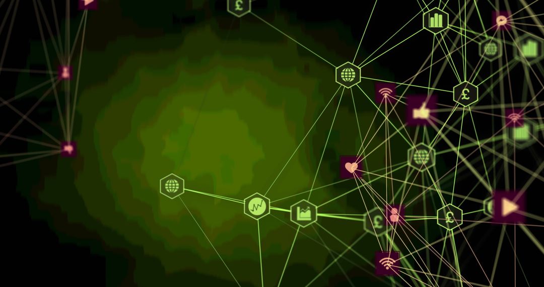 Futuristic Network Connections with Digital Interface Icons