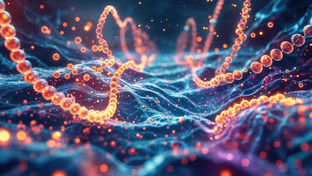 Futuristic Abstract Glowing Chains and Particles