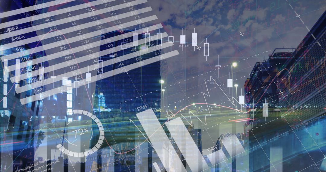 Futuristic Data Analysis Concept with Cityscape Background