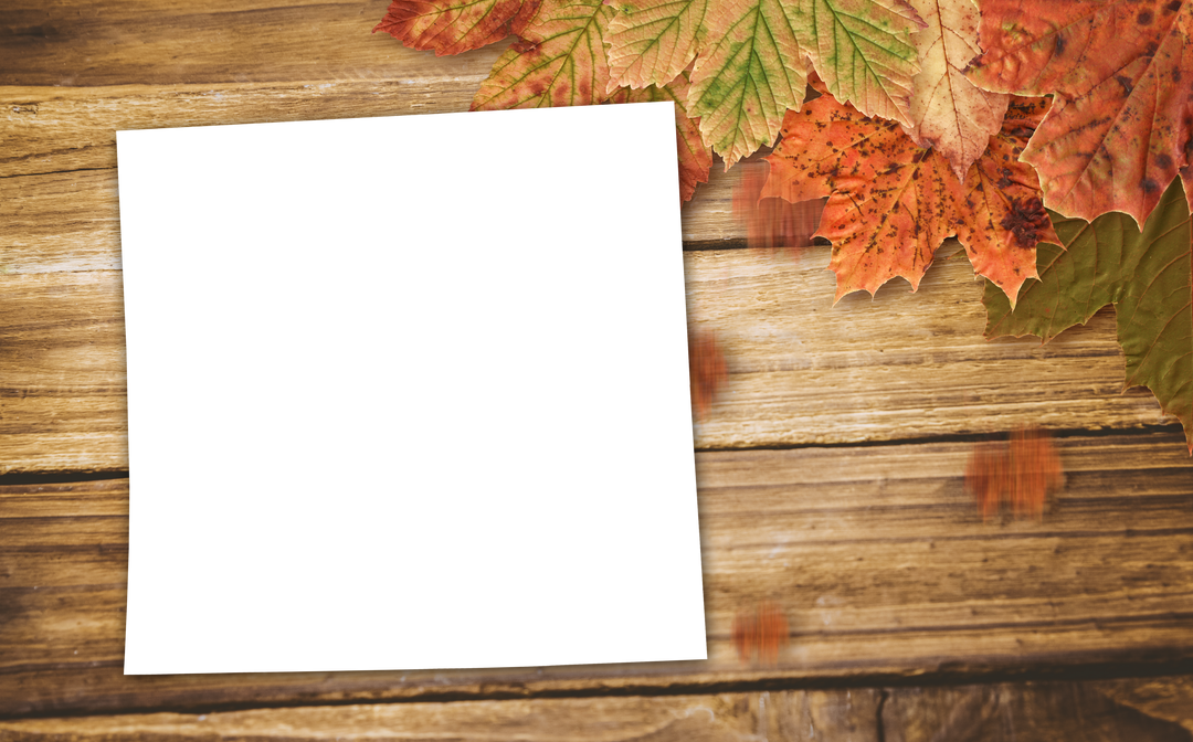 Transparent Frame on Wooden Table with Autumn Leaves - Download Free Stock Images Pikwizard.com