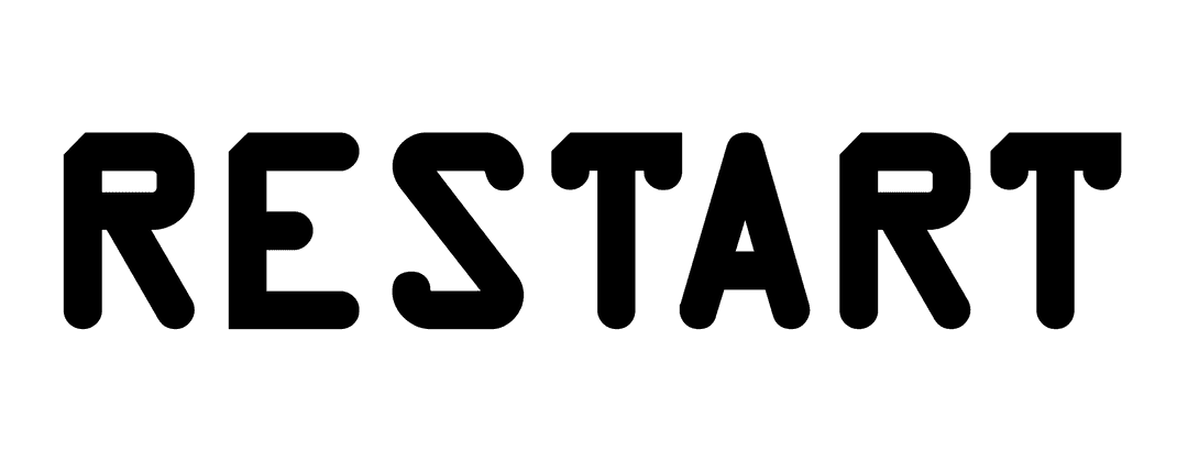 Black Restart Text on Transparent Background Digital Design