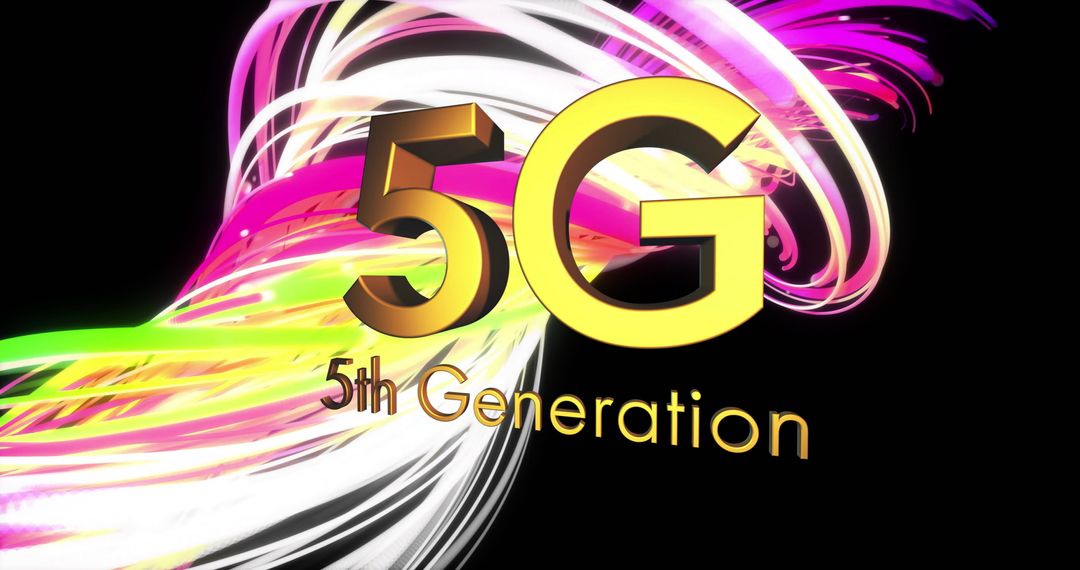 5G Connectivity Abstract with Bright Neon Swirls