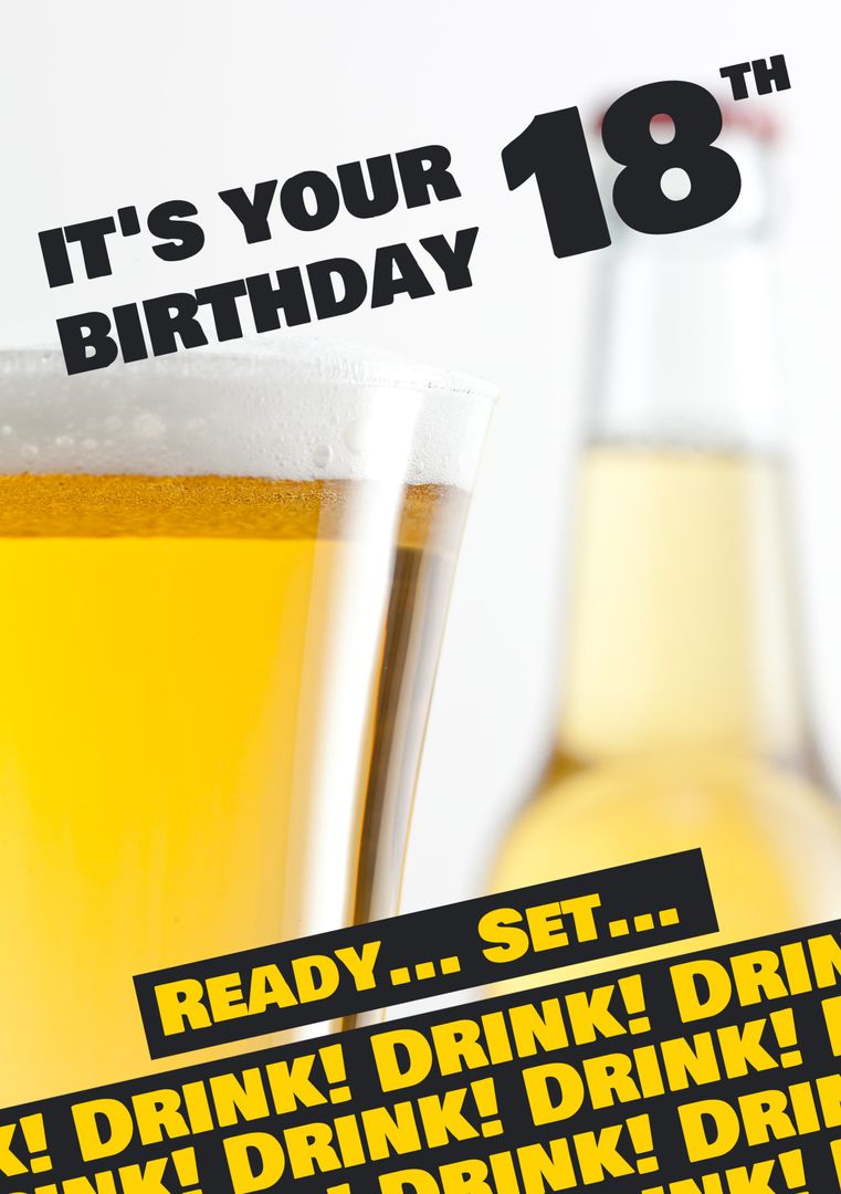 Celebrating 18th Birthday with Beer Glass - Download Free Stock Templates Pikwizard.com