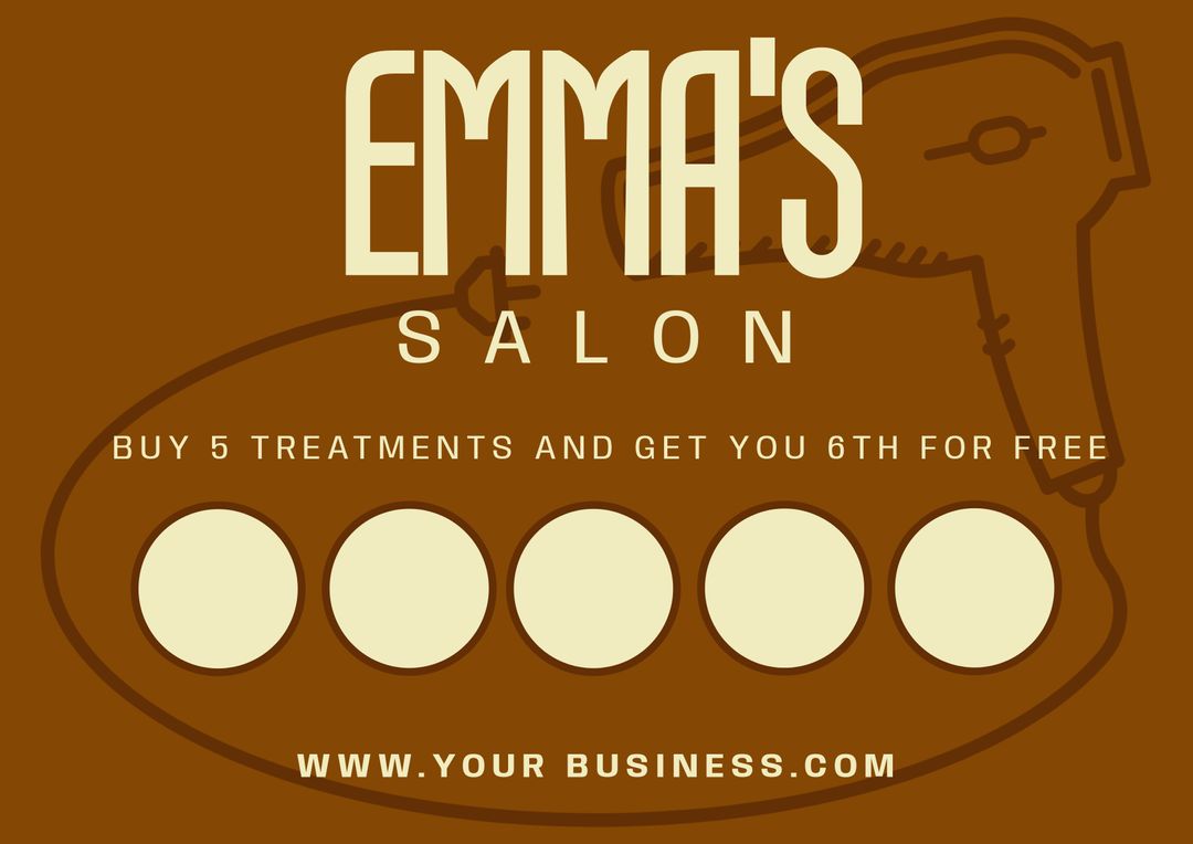 Salon Loyalty Card Template with Retro Design and Punch Card Layout - Download Free Stock Templates Pikwizard.com