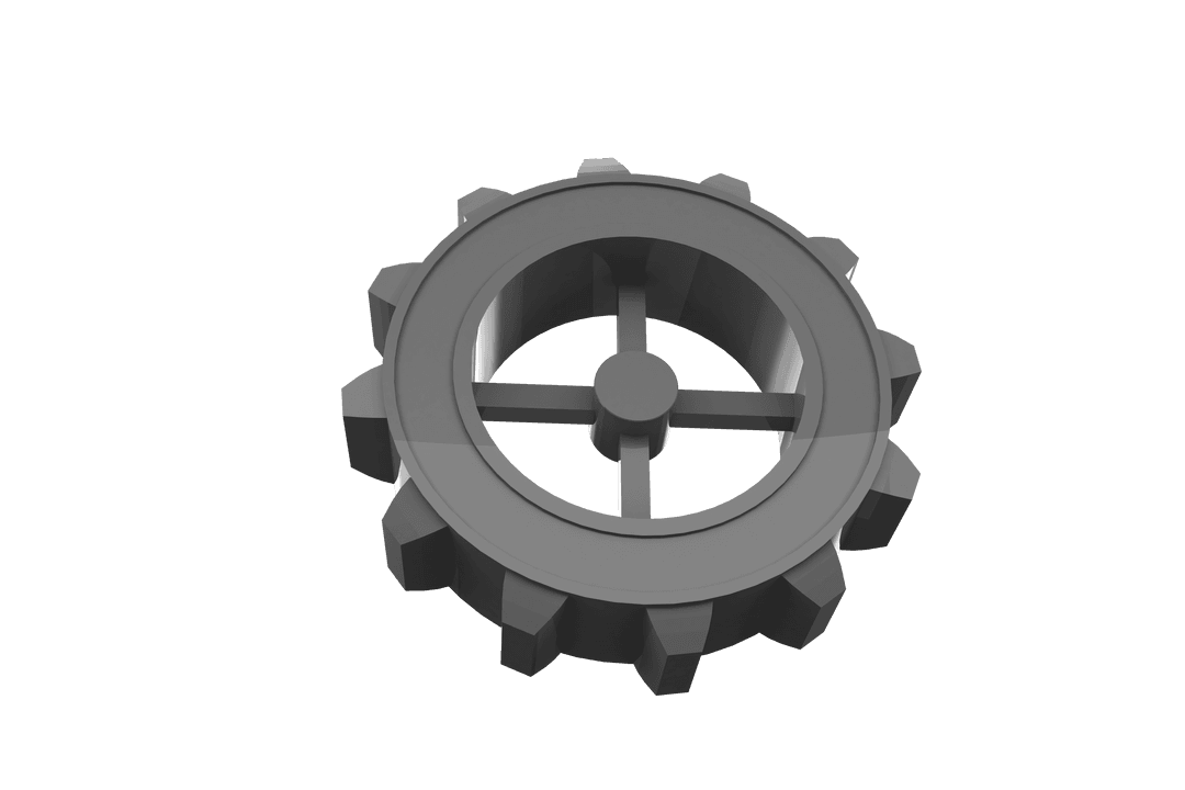 Transparent Metallic Gear Cog on White Background