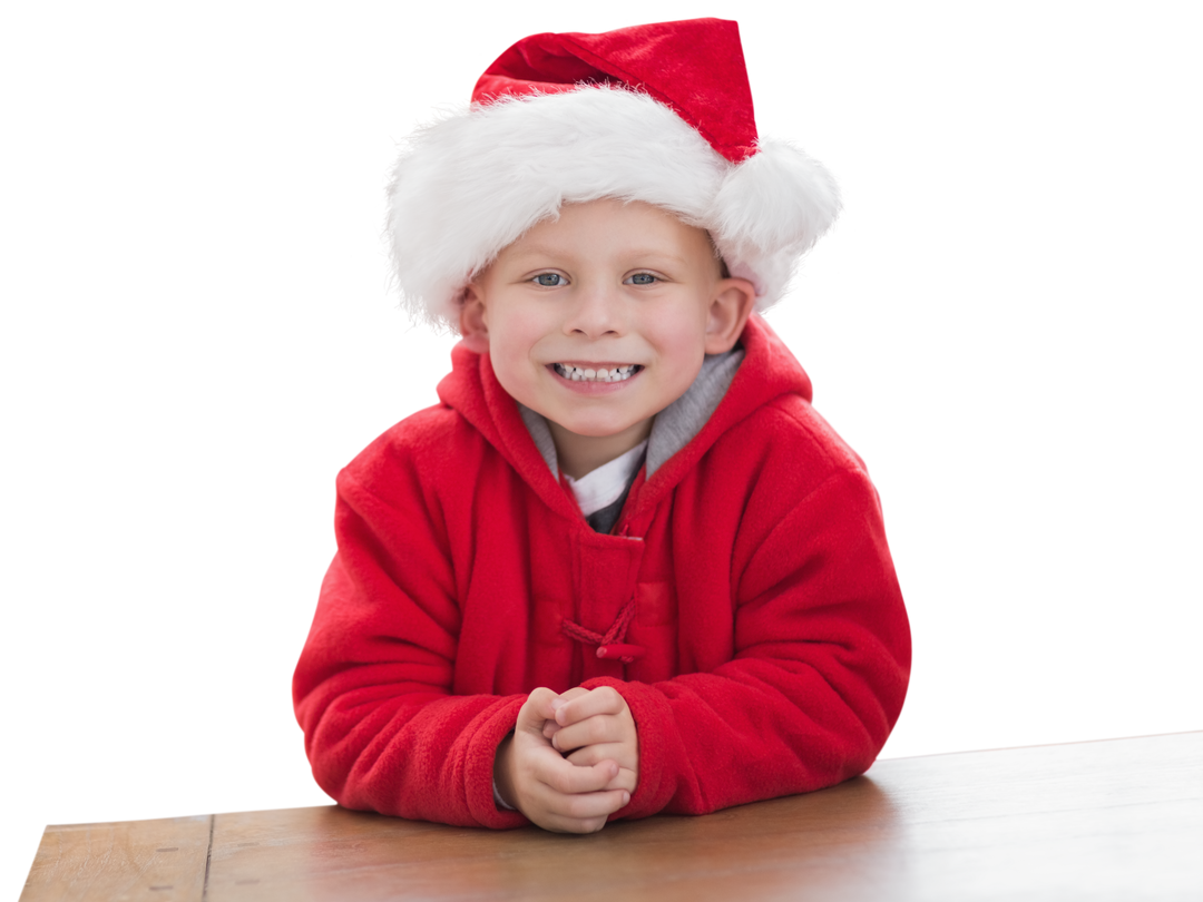 Cheerful Boy with Santa Hat on Transparent Background - Download Free Stock Images Pikwizard.com