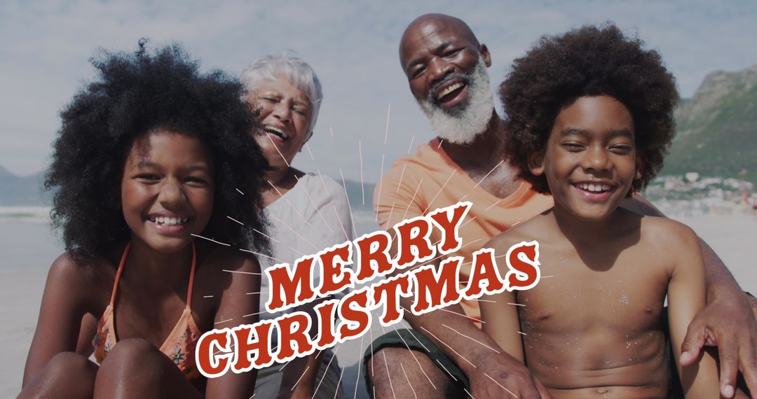 Happy Multigenerational Family Enjoying Christmas Beach Day