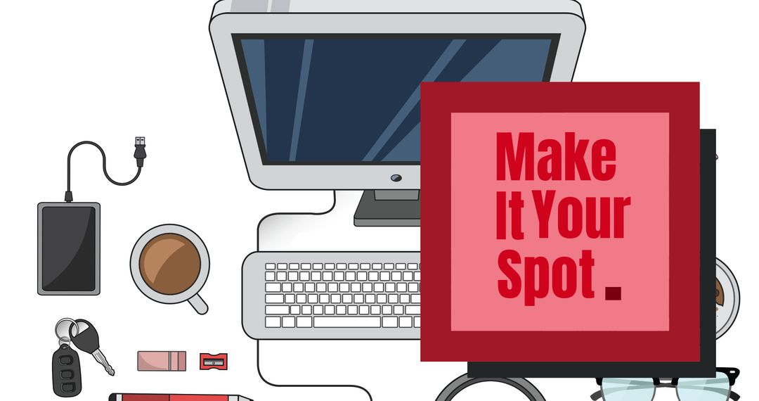 Organized Desk with Inspirational Note and Office Supplies