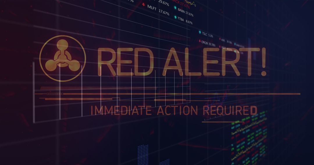 Red Alert Digital Warning on Financial Data Background