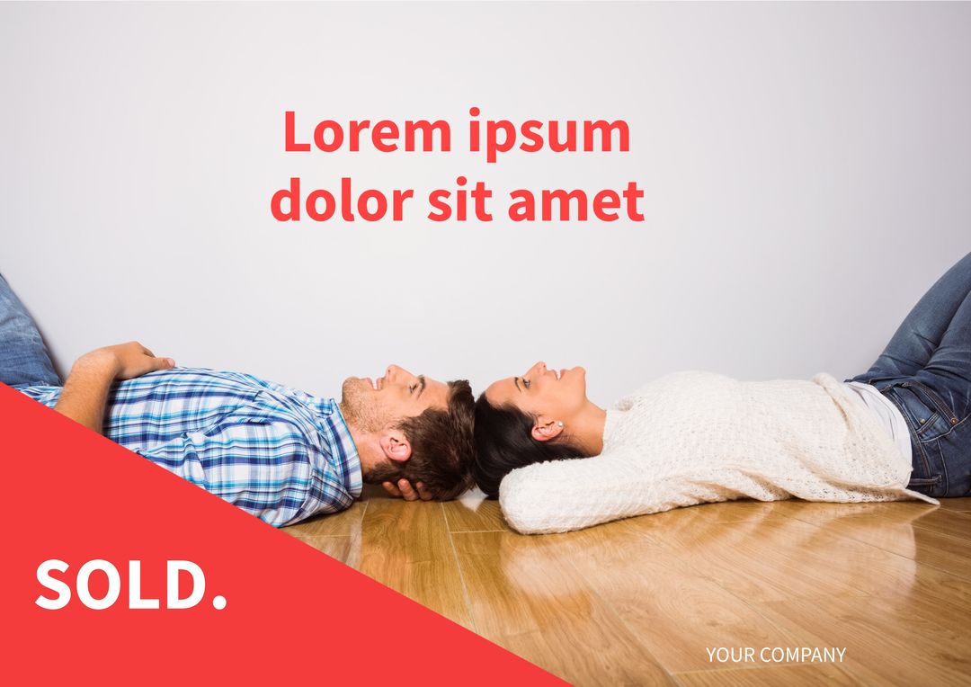 Happy Couple Relaxing on New Home Floor After Successful Purchase