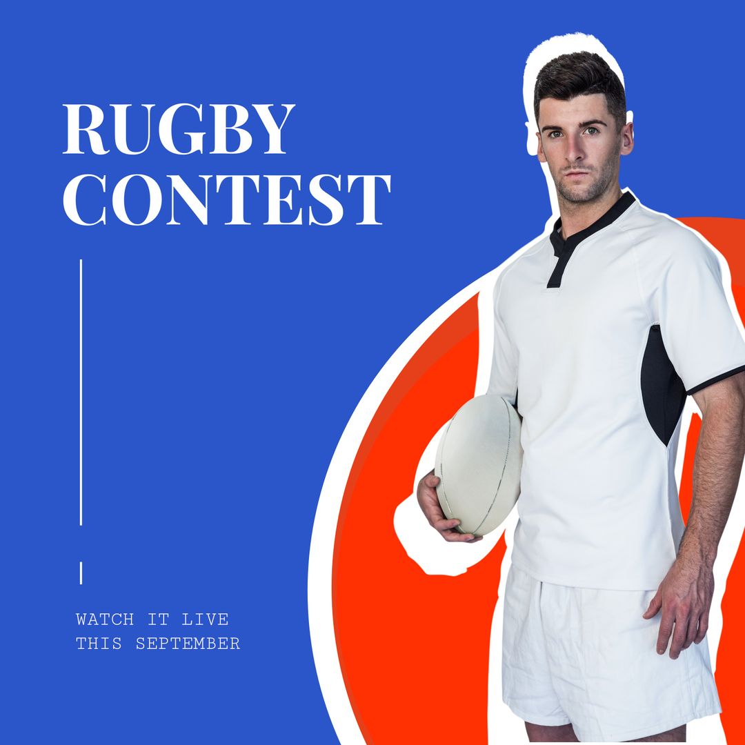 Rugby Contest Promotional Banner with Rugby Player - Download Free Stock Templates Pikwizard.com