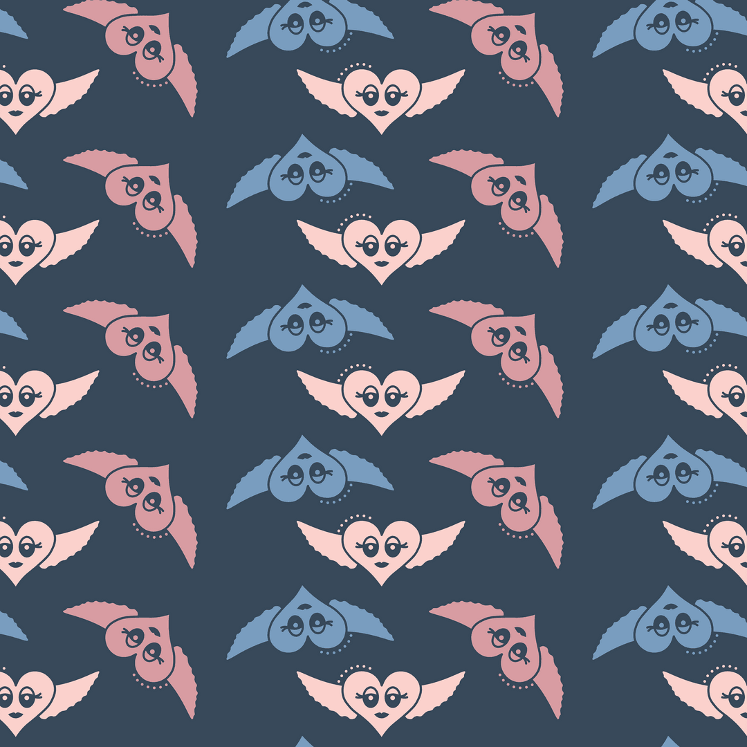Transparent Pink Heart Wings Pattern Romantic Vector Design