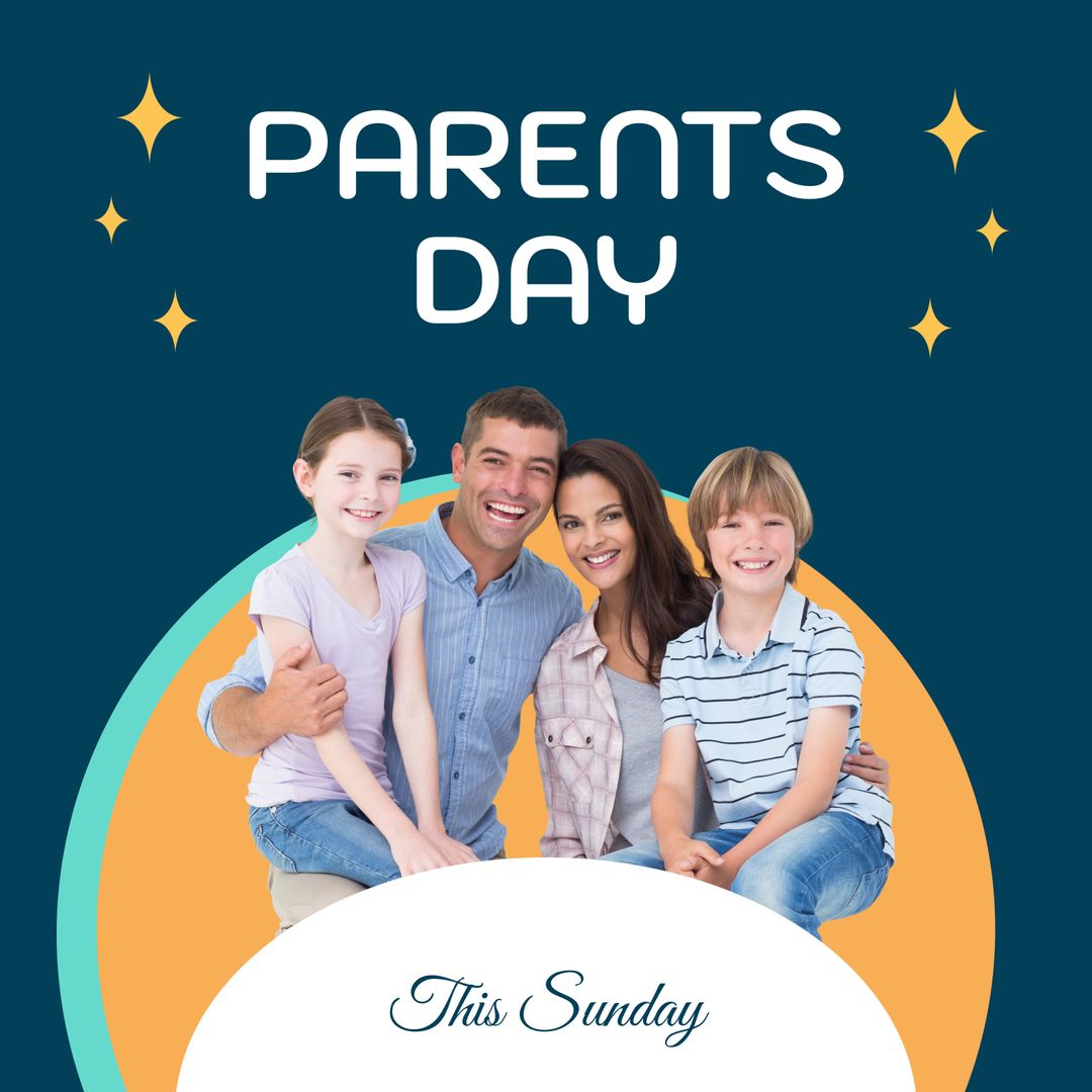 Happy Parents Day Celebration Invitation with Smiling Family