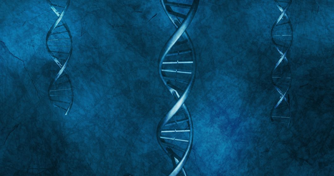 Flowing DNA Structure on Abstract Blue Background
