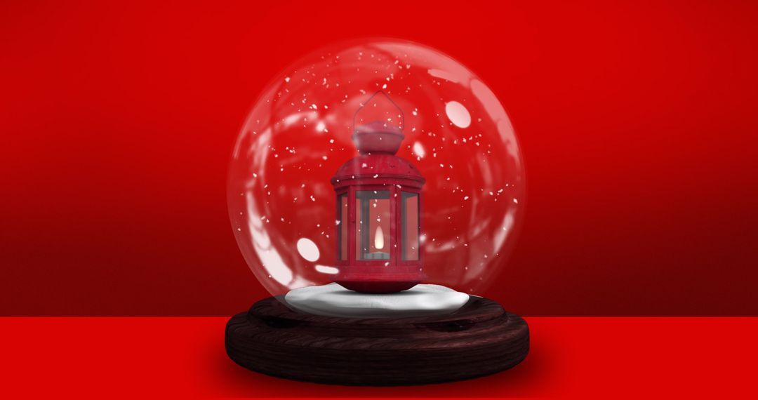 Red Lantern Snow Globe Over Red Background - Free Images, Stock Photos and Pictures on Pikwizard.com