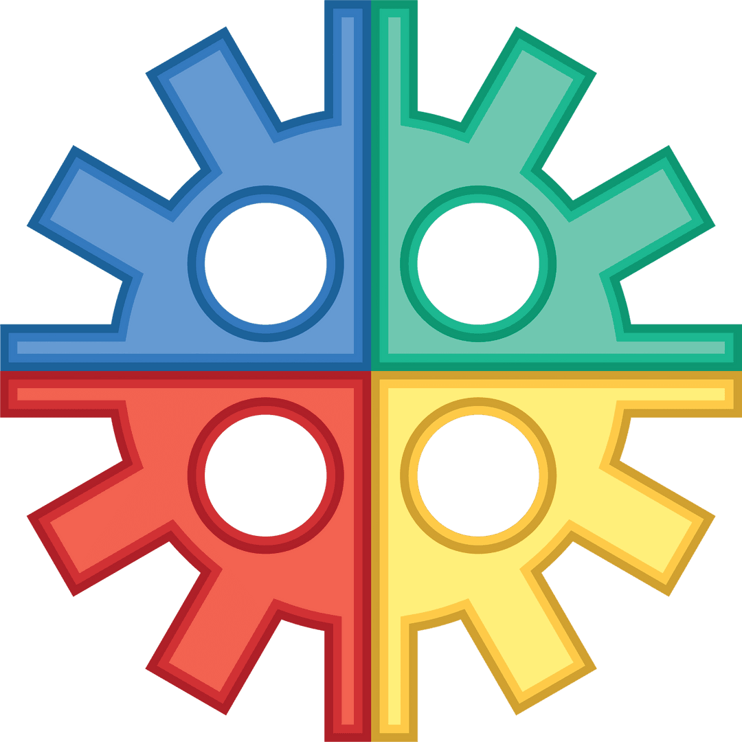 Colorful Abstract Cog Wheel Shape on Transparent Background