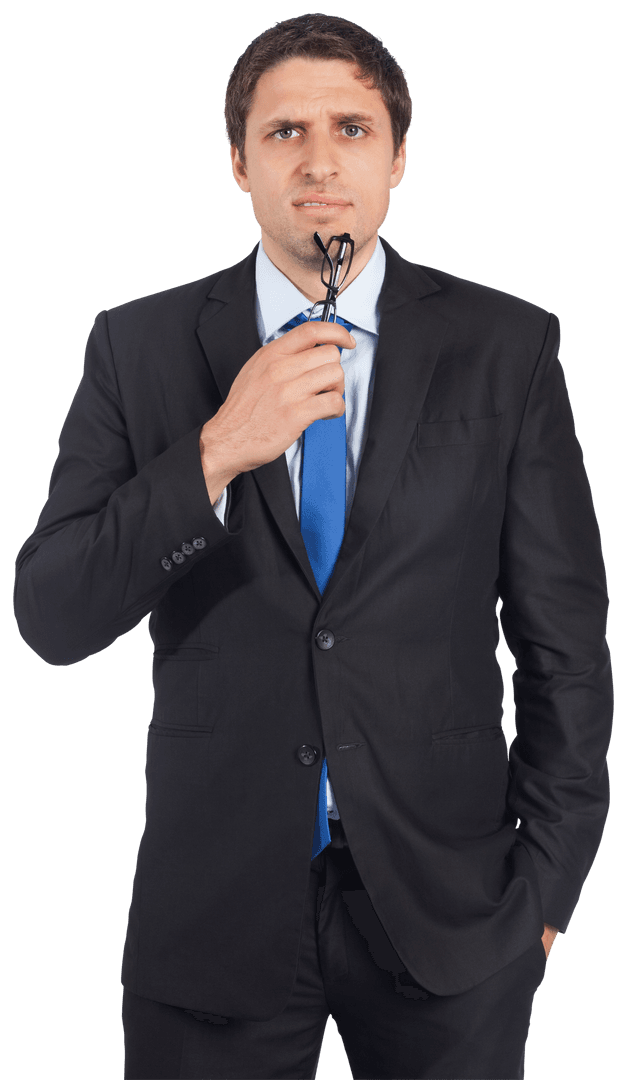 Caucasian Businessman in Suit on Transparent Background