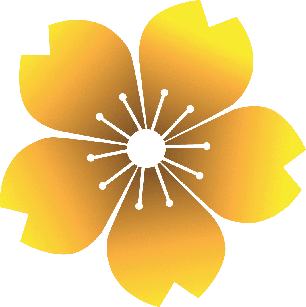 Vector Graphic Golden Flower Design on Transparent Background