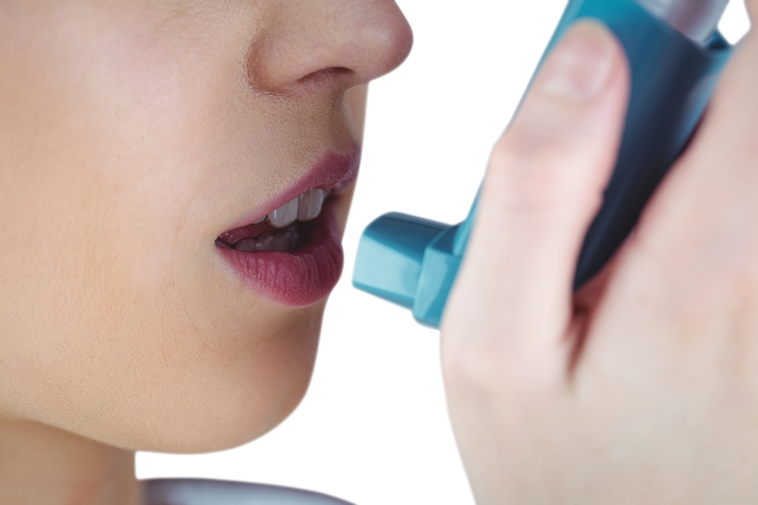 Close-Up of Person Using Asthma Inhaler with Transparent Background - Download Free Stock Images Pikwizard.com