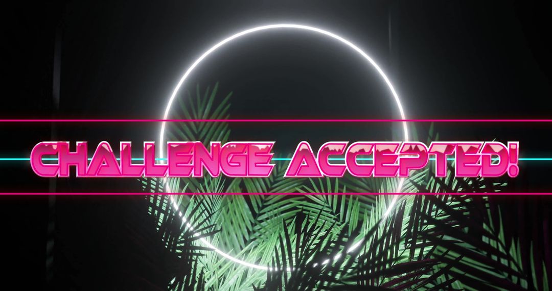 Futuristic Neon Light with 'Challenge Accepted' Text