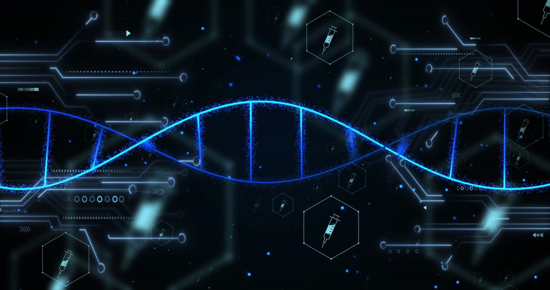 Futuristic DNA Strand with Digital Medical Technology