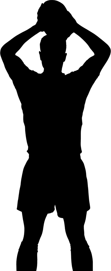 Rugby Player Triumph with Raised Arms Silhouette Transparent