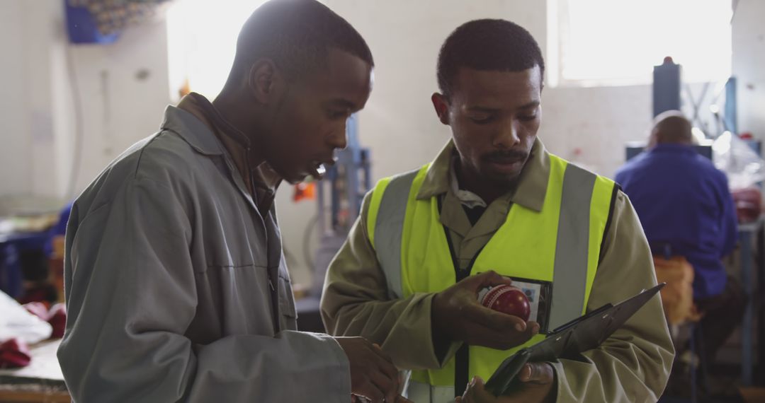 Two African American factory workers collaborating on project - Free Images, Stock Photos and Pictures on Pikwizard.com