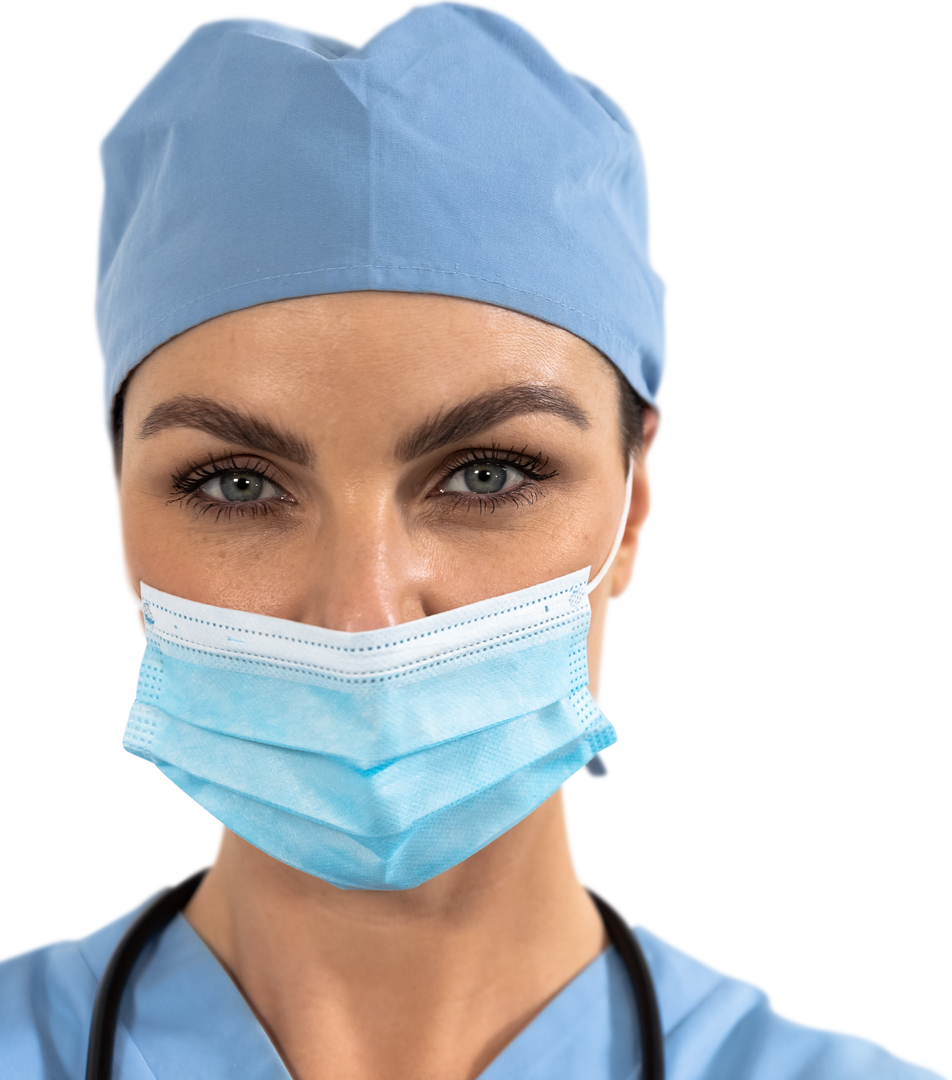 Transparent PNG of Woman Health Worker Wearing Mask and Scrubs Looking at Camera - Download Free Stock Images Pikwizard.com