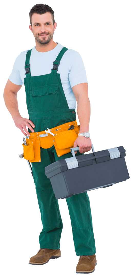 Transparent Background Smiling Carpenter with Toolbox - Download Free Stock Images Pikwizard.com