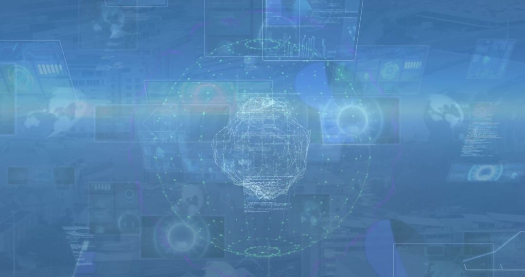 Digital Globe and Data Streaming Over Futuristic Background