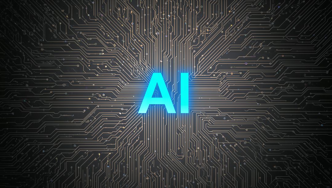 Glowing AI in Digital Circuit Board Hub