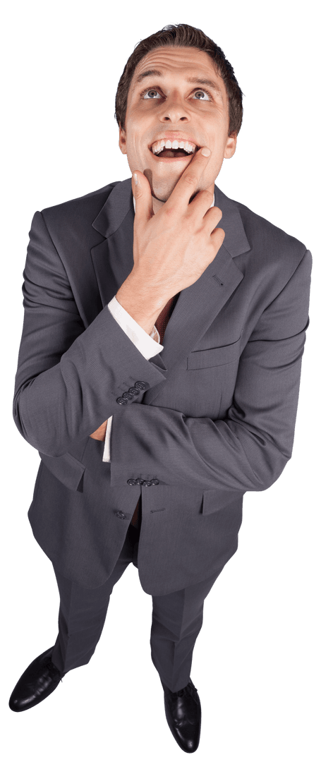 Transparent Thinking Businessman in Suit Reflecting on Ideas