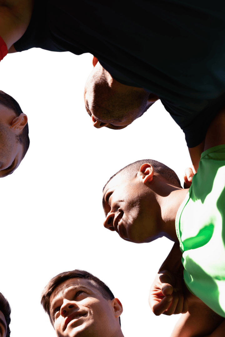 Transparent View of Sports Team United in Huddle