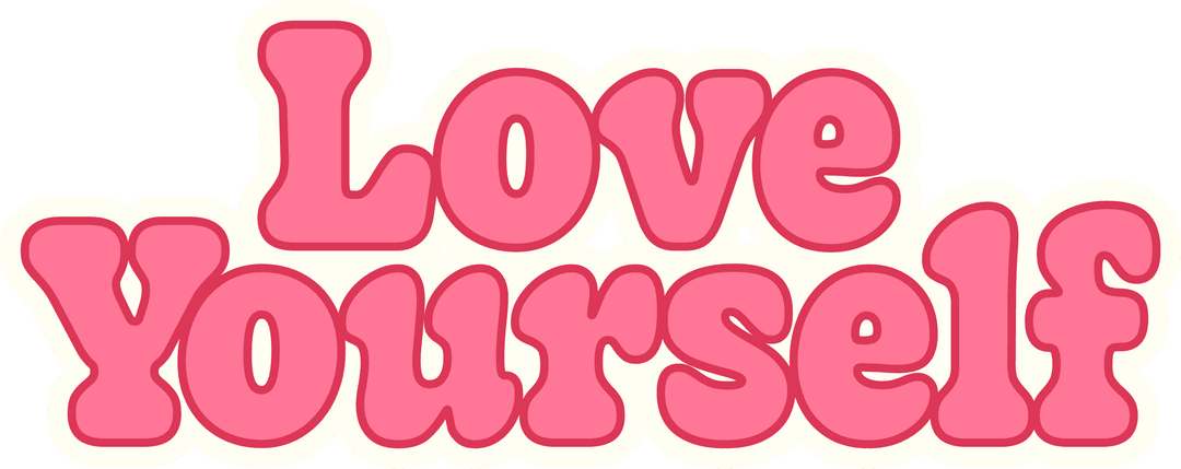Pink Bubble Letters Love Yourself Transparent Background Typography