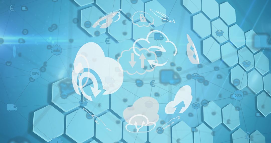 Digital Weather Icons on Blue Tech Innovation Background