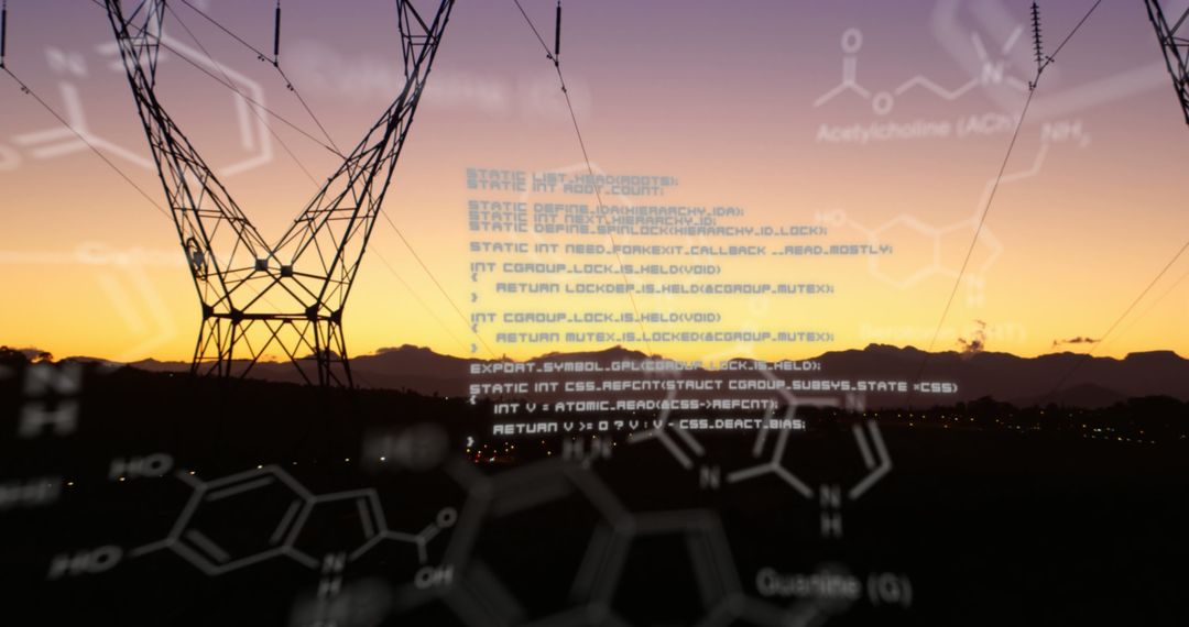 Digital Connectivity and Science Concept in Sunset Backdrop