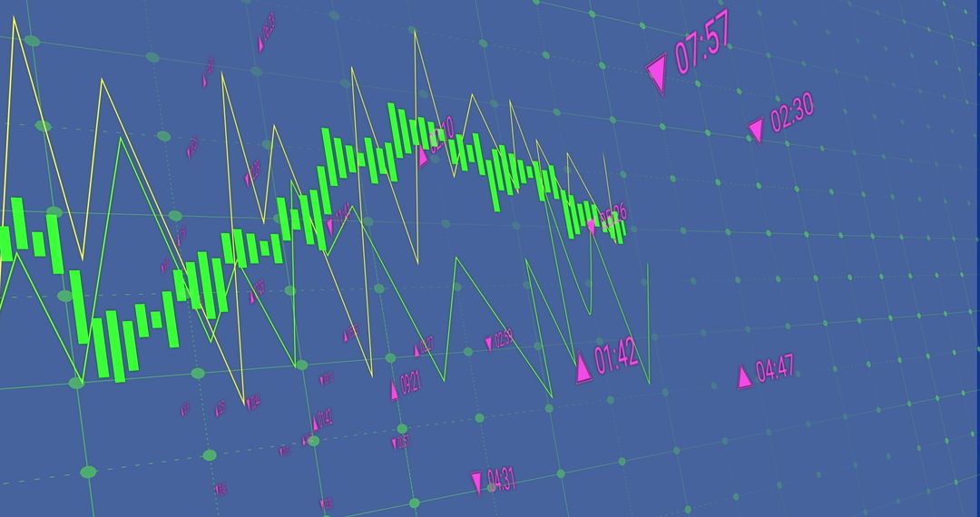 Financial Data Analysis with Abstract Chart Grid Overlay