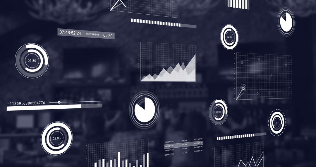 Futuristic Data Analytics Visualization Floating in Café