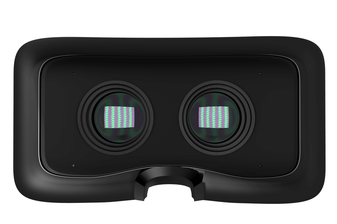 Close-Up of Virtual Reality Headset Simulator with Transparent Lenses