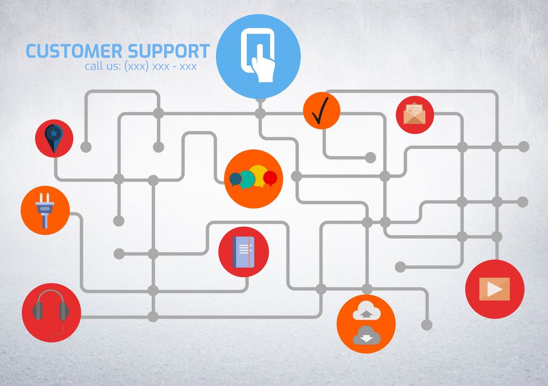 Illustrative Customer Support Network with Connectivity Icons