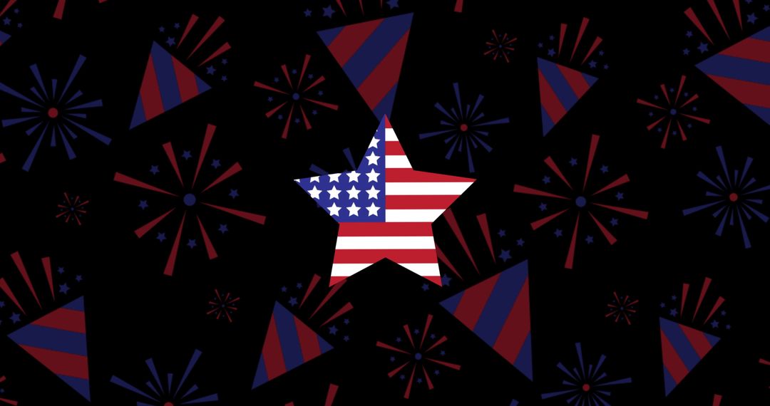 American Flag Star Background with Fireworks