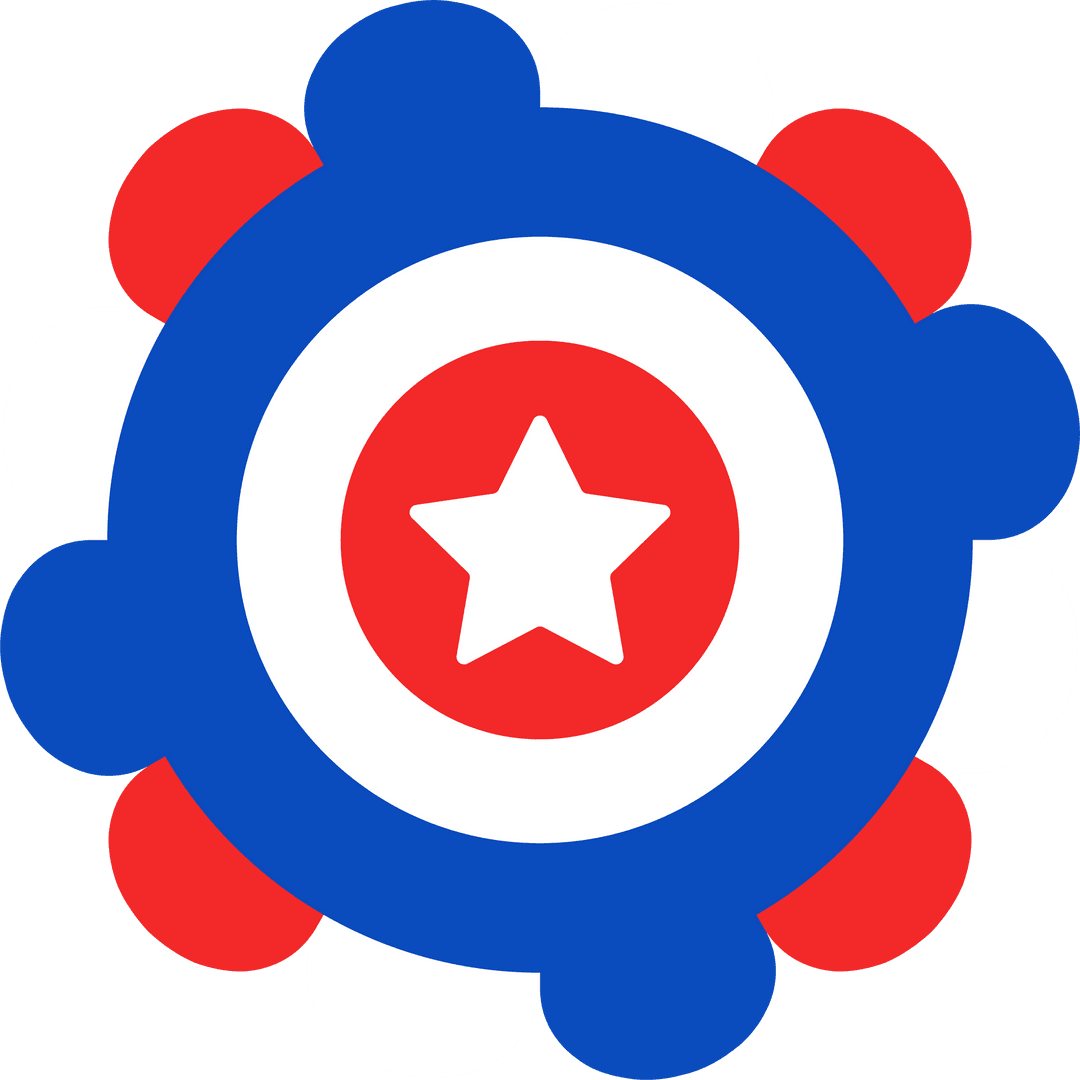 Patriotic Badge Emblem with Rosette on Transparent Background